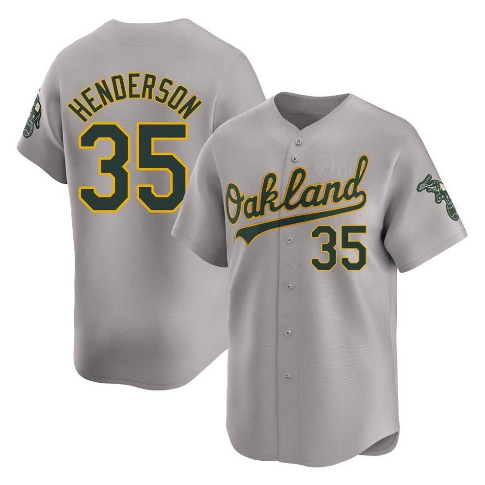 Athletics #35 Rickey Henderson Player Gray Limited Away Stitched Jersey