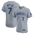 KC.Royals #7 Bobby Witt Jr. Player Gray Limited Elite Home Gdoa Stitched Jerseys