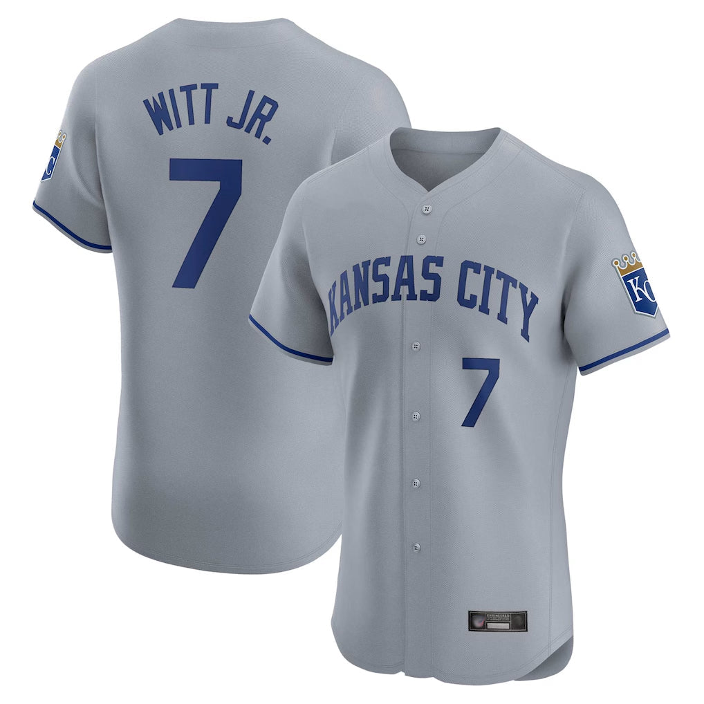 KC.Royals #7 Bobby Witt Jr. Player Gray Limited Elite Home Gdoa Stitched Jerseys