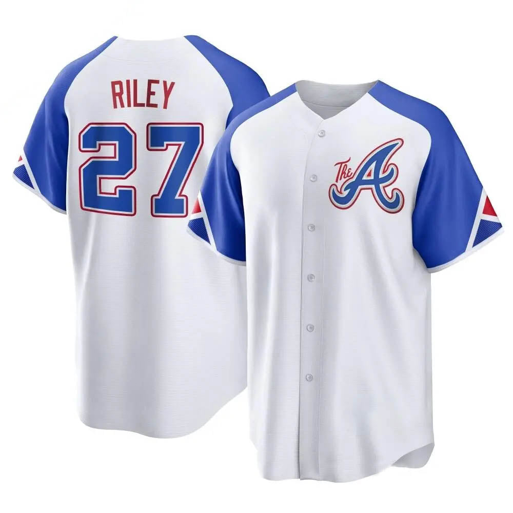 A.Braves #27 Austin Riley Player White Replica City Connect Stitched Jerseys
