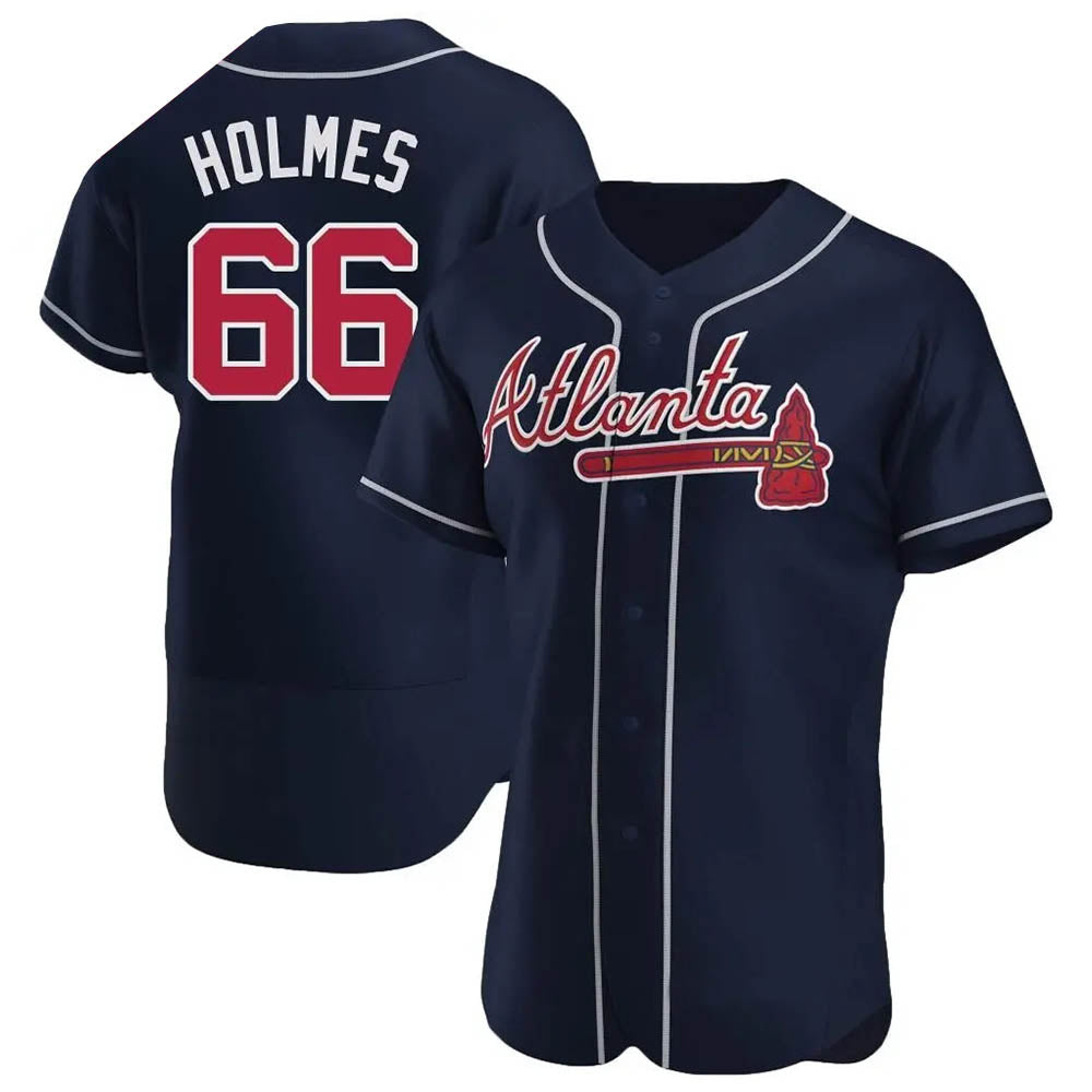 A.Braves #66 Grant Holmes Player Navy Authentic Alternate Stitched Jerseys