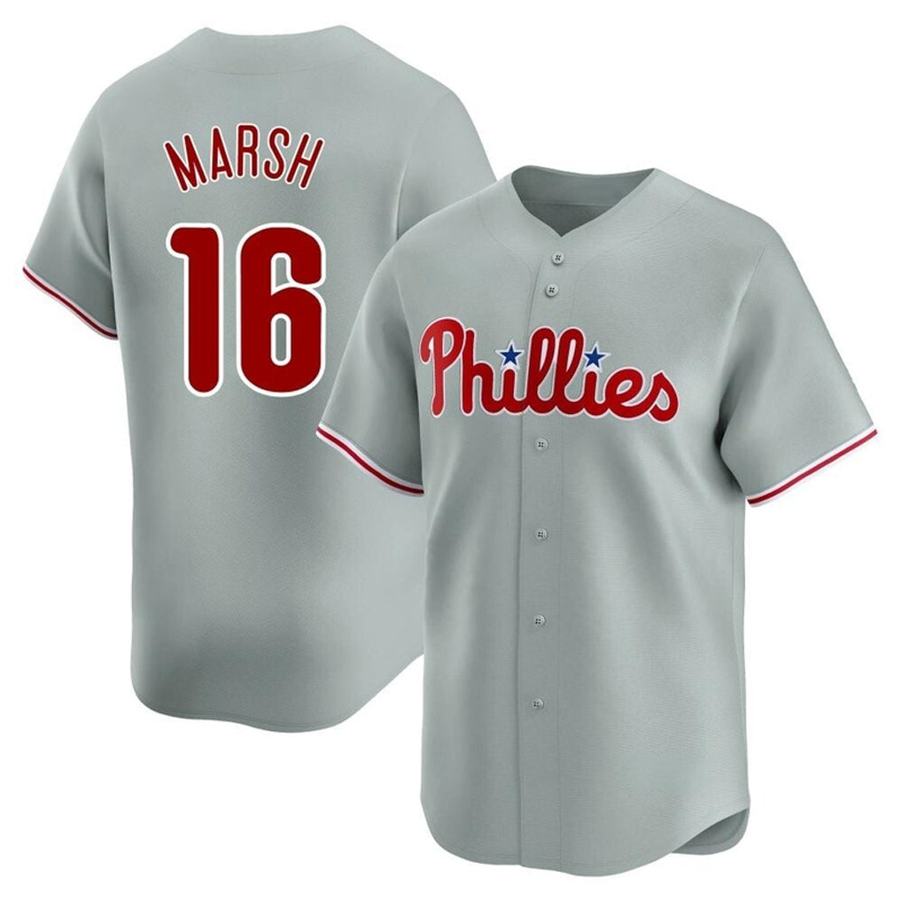 P.Phillies #16 Brandon Marsh Player Gray Home Limited Stitched Jerseys