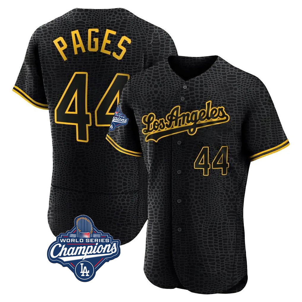 LA.Dodgers #44 Andy Pages Player Black World Series Meet Snake Skin City Limited Elite Home Gdoa Stitched Jerseys