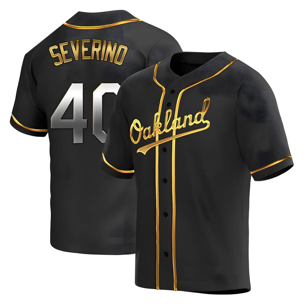 Athletics #40 Luis Severino player Gold Replica Black en Alternate Stitched Jersey