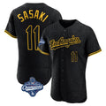 LA.Dodgers #11 Roki Sasaki Player Black World Series Meet Snake Skin City Limited Elite Home Gdoa Stitched Jerseys