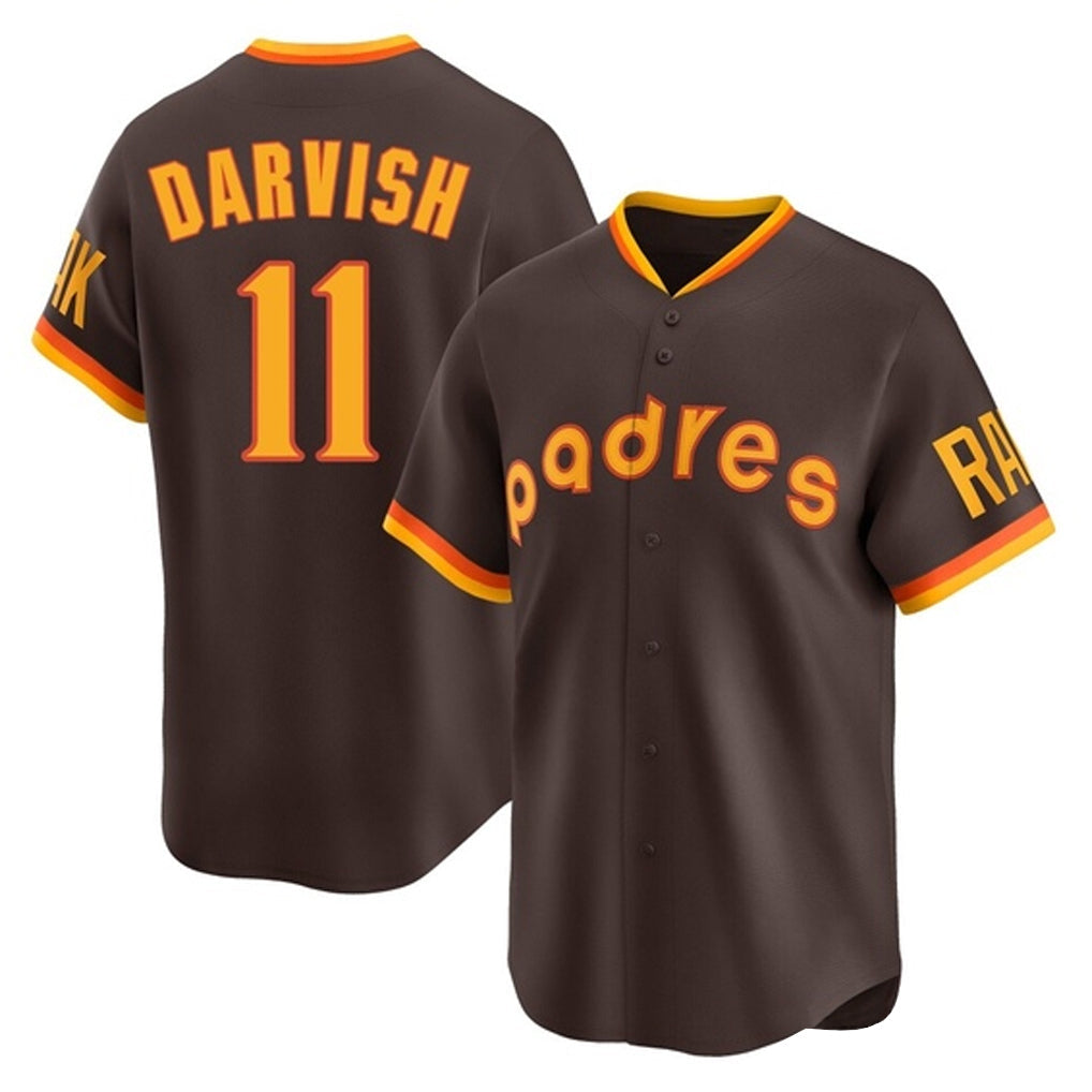 S.Diego Padres #11 Yu Darvish Player Brown Home Cooperstown Collection Replica Game Stitched Jerseys