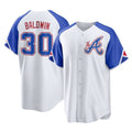 A.Braves #30 Drake Baldwin Player White City Connect Home Game Gdoa Stitched Jerseys