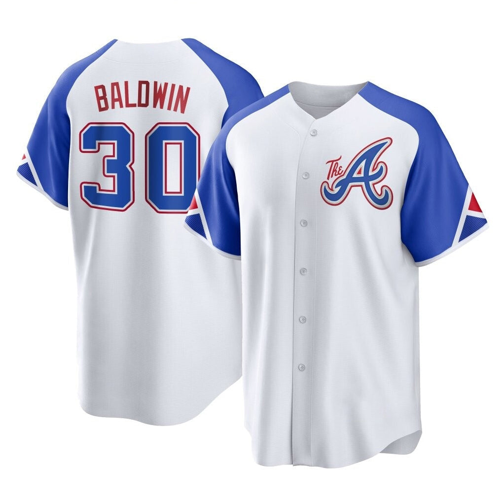 A.Braves #30 Drake Baldwin Player White City Connect Home Game Gdoa Stitched Jerseys
