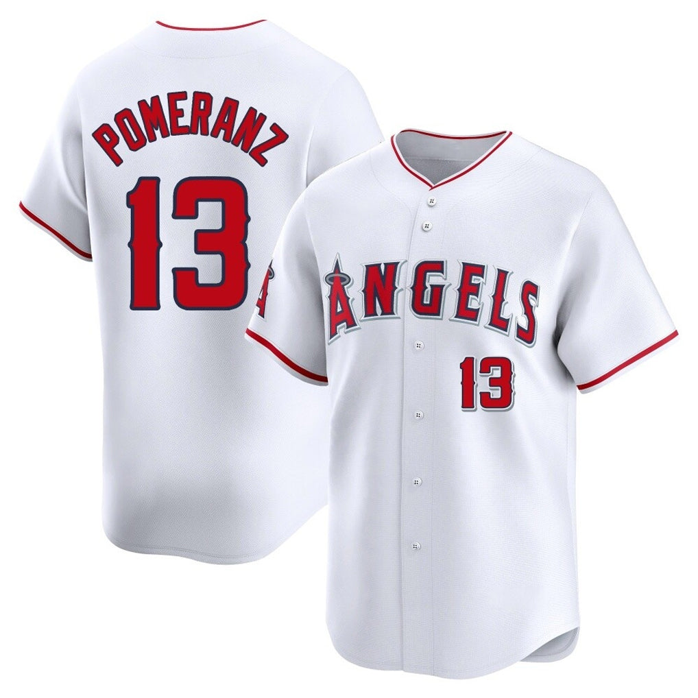 LA.Angels #13 Drew Pomeranz Player White Limited Home Gdoa Stitched Jerseys