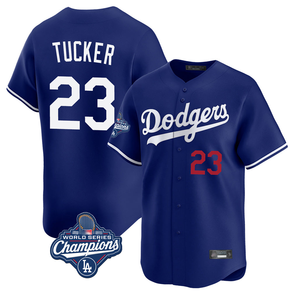 LA.Dodgers #23 Kyle Tucker Player Royal World Series Meet Limited Home Gdoa Stitched Jerseys