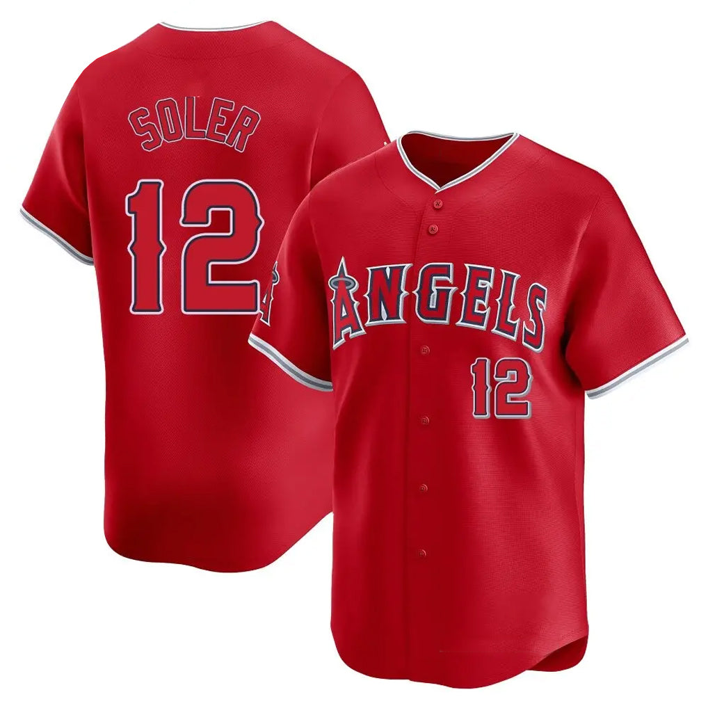LA.Angels #12 Jorge Soler Player Red Home Limited Gdoa Stitched Jerseys