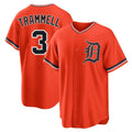 D.Tigers #3 Alan Trammell Player Orange Home Game Gdoa Stitched Jerseys