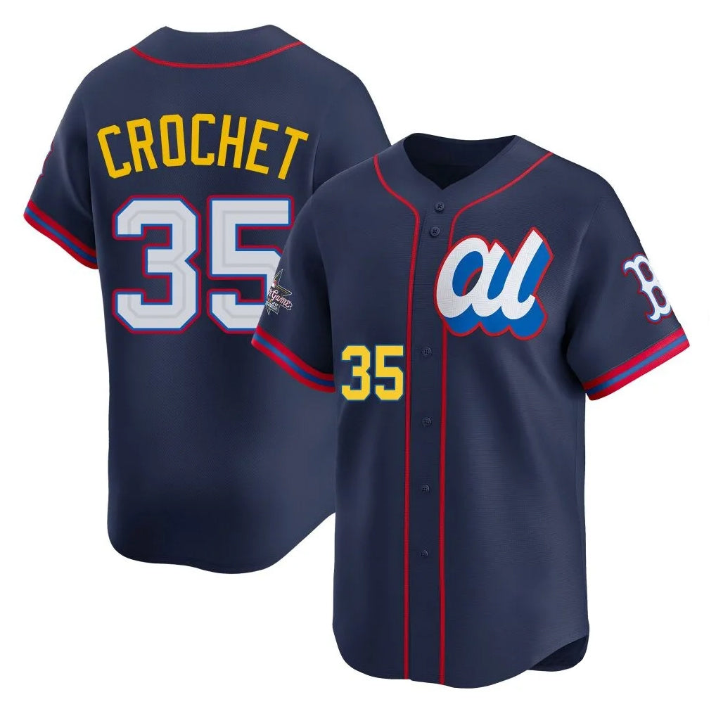 B.Red Sox #35 Garrett Crochet Player Navy American League All-Star Edition Game Gdoa Stitched Jerseys