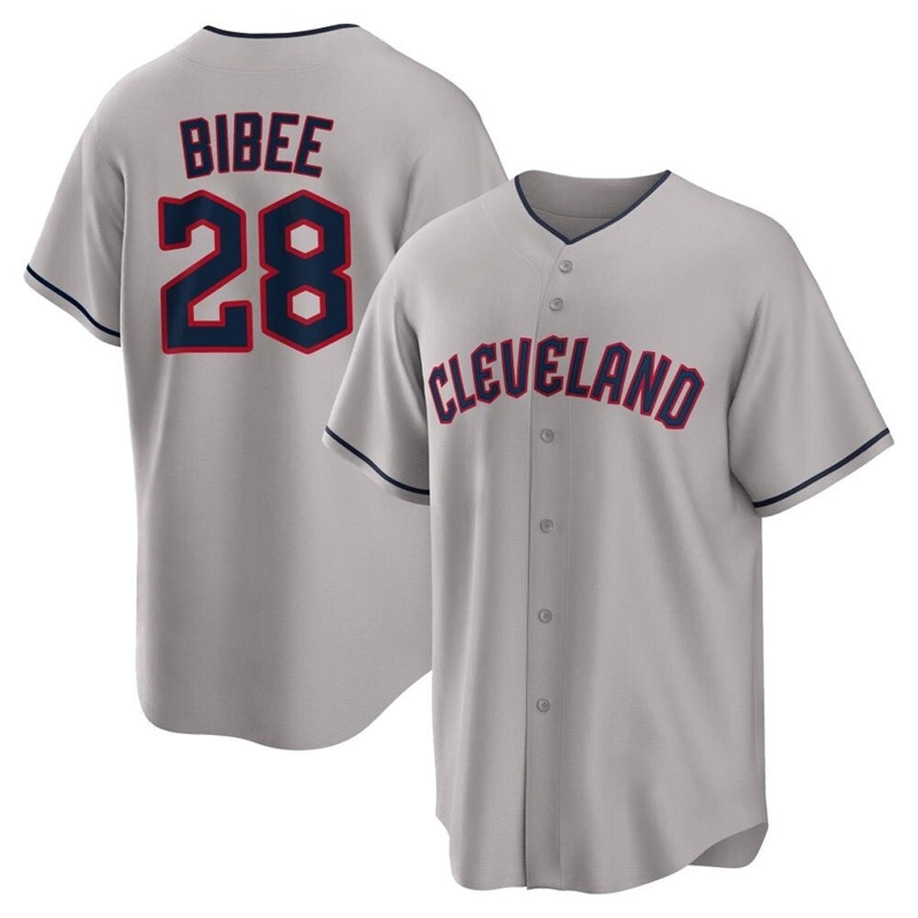 C.Guardians #28 Tanner Bibee Player Gray Game Home Gdoa Stitched Jerseys