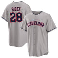 C.Guardians #28 Tanner Bibee Player Gray Game Home Gdoa Stitched Jerseys