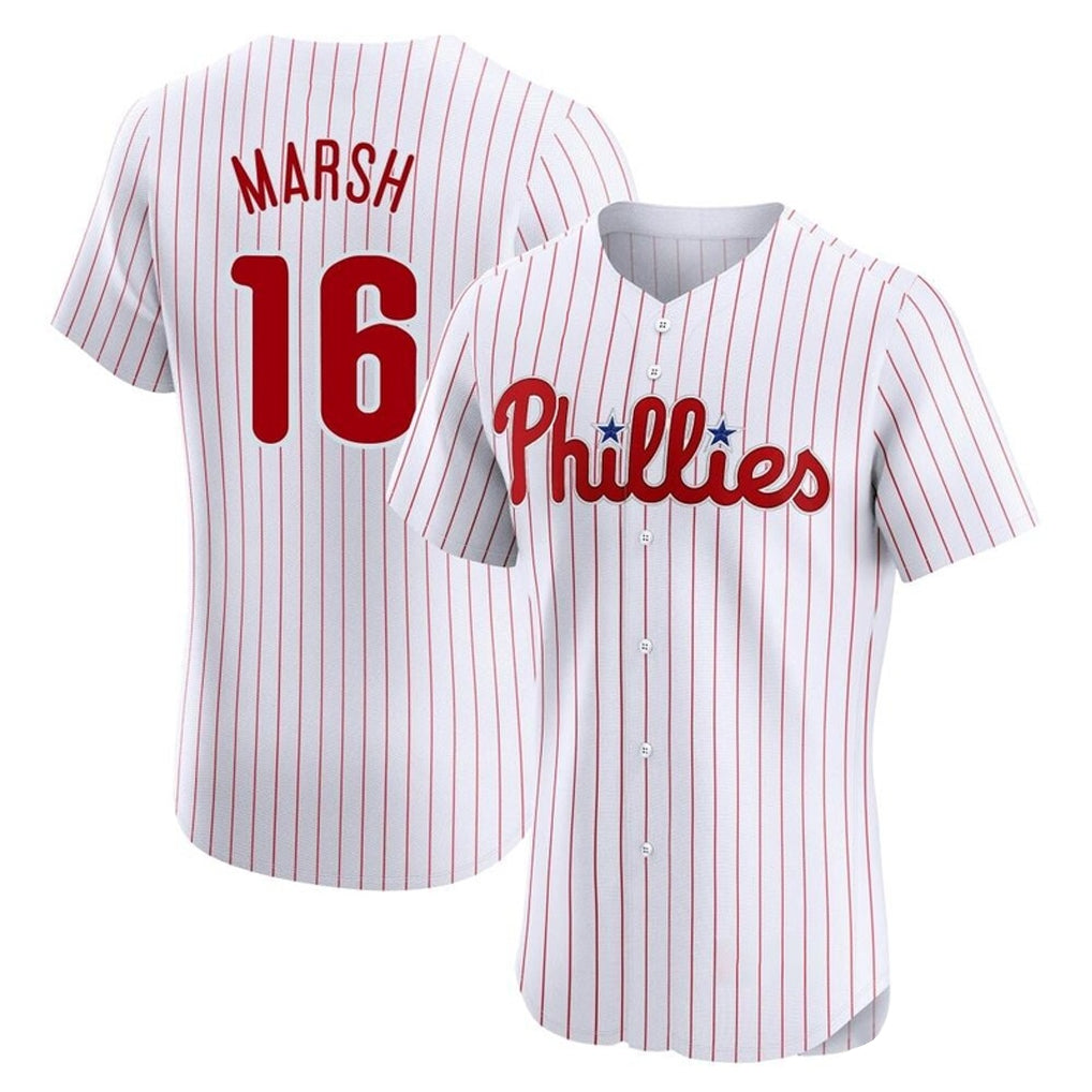 P.Phillies #16 Brandon Marsh Player White Home Limited Elite Stitched Jerseys