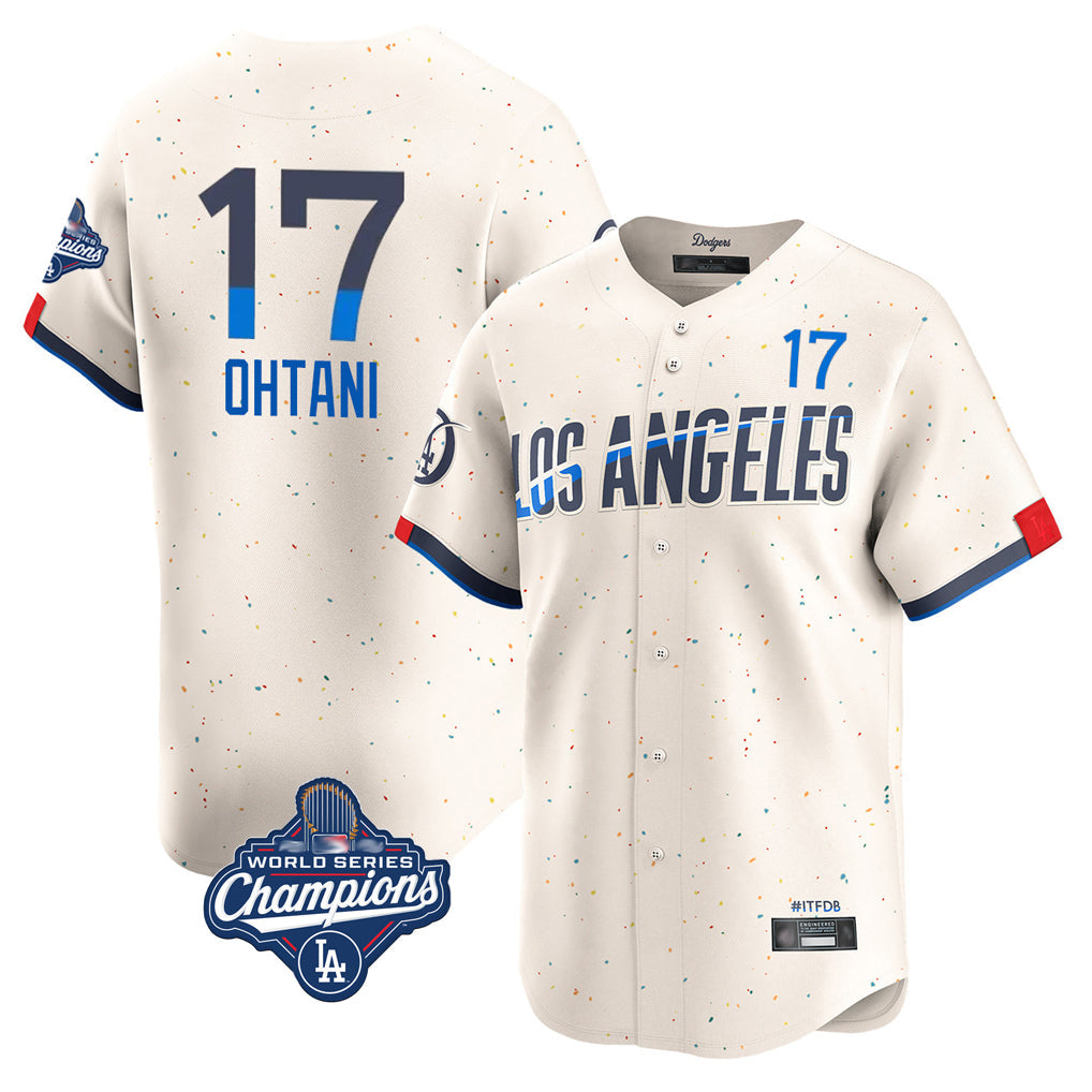 LA.Dodgers #17 Shohei Ohtani Player Cream World Series Meet City Connect Limited Home Gdoa Stitched Jerseys
