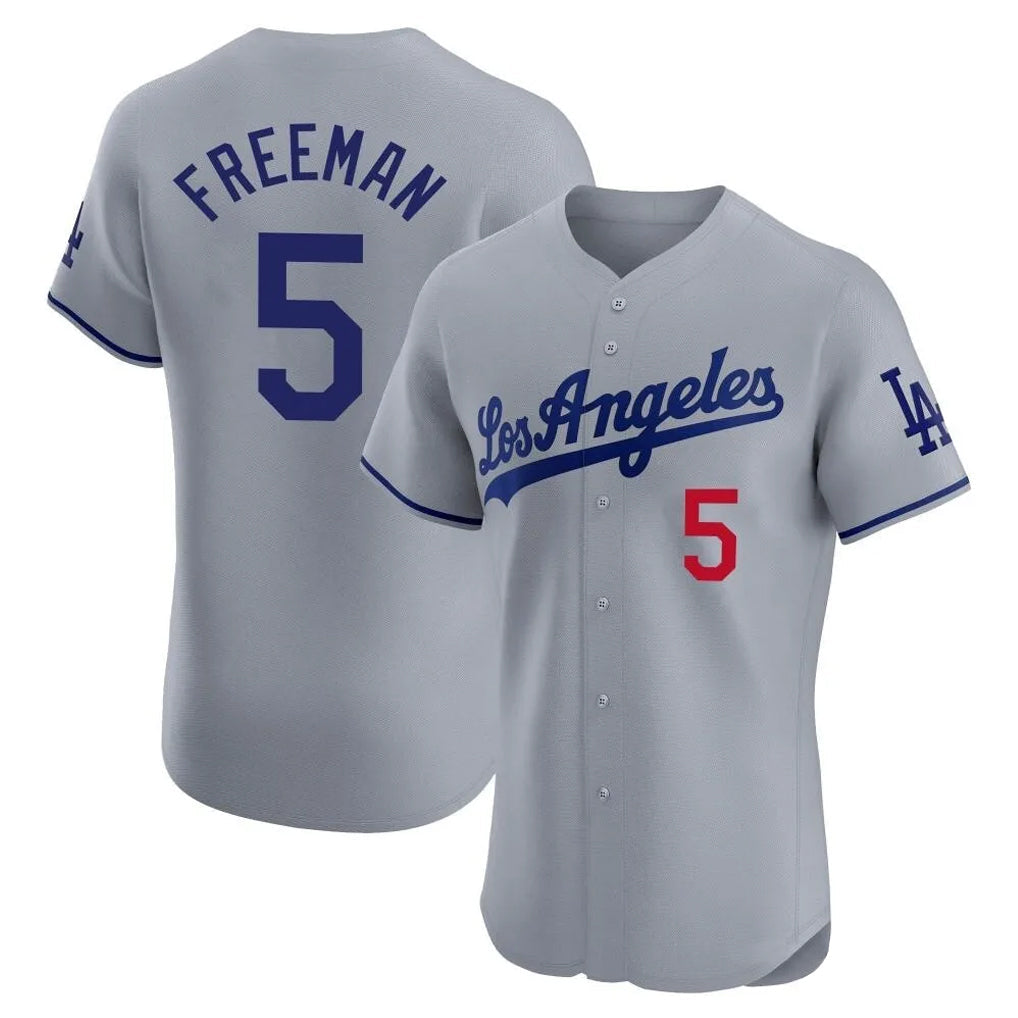 LA.Dodgers #5 Freddie Freeman Player Gray Limited Elite Home Gdoa Stitched Jerseys