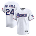 T.Rangers #24 Brandon Nimmo Player White Home Limited Gdoa Stitched Jerseys