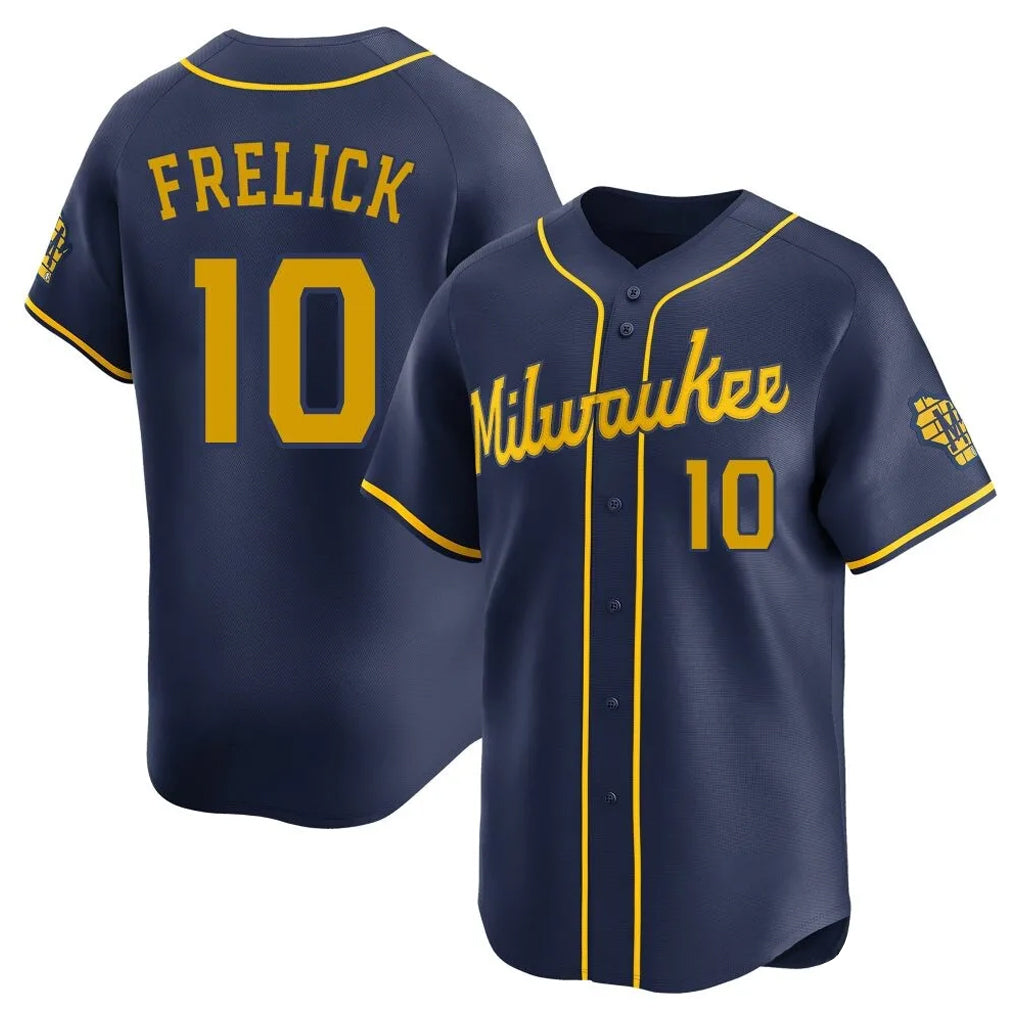 M.Brewers #10 Sal Frelick Player Navy Home Limited Gdoa Stitched Jerseys
