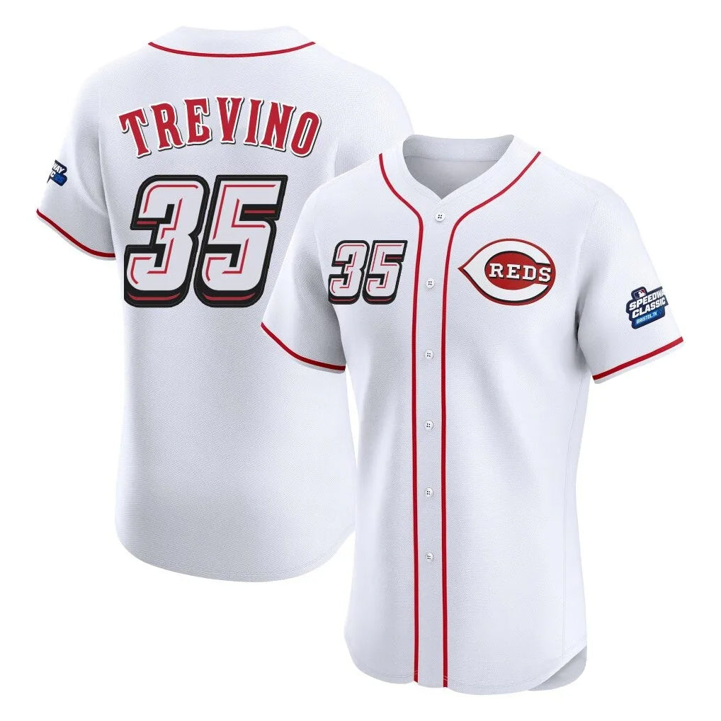 C.Reds #35 Jose Trevino Player White Speedway Classic Limited Elite Home Gdoa Stitched Jerseys