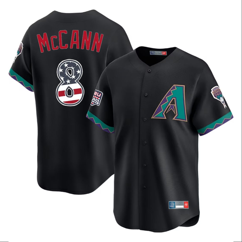 A.Diamondbacks #8 James McCann Player Black USA 250 Fourth of July Home Game Gdoa250Ys Stitched Jerseys