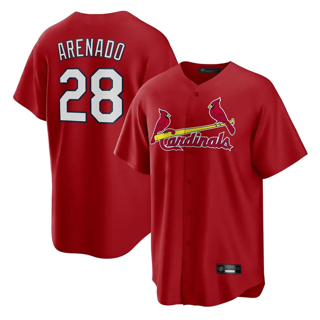St. Louis Cardinals #28 Nolan Arenado Player Red Home Game Stitched Jerseys