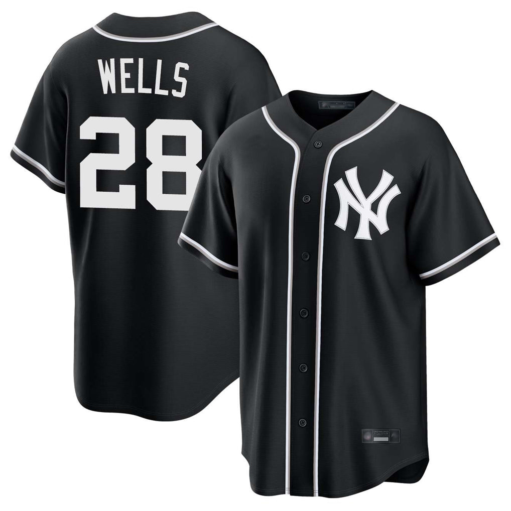 NY.Yankees #28 Austin Wells Player Black Out Game Home Stitched Jerseys