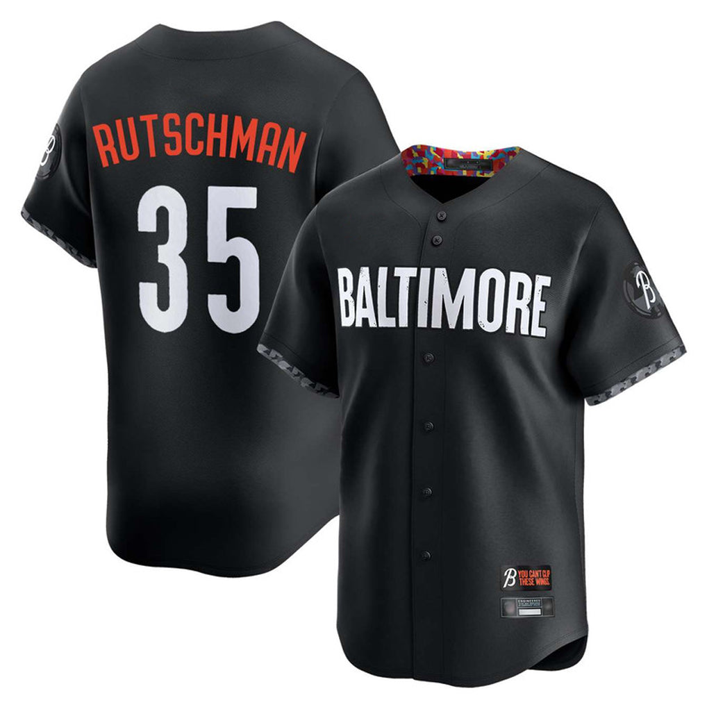 B.Orioles #35 Adley Rutschman Player Black City Connect Limited Home Game Gdoa Stitched Jerseys