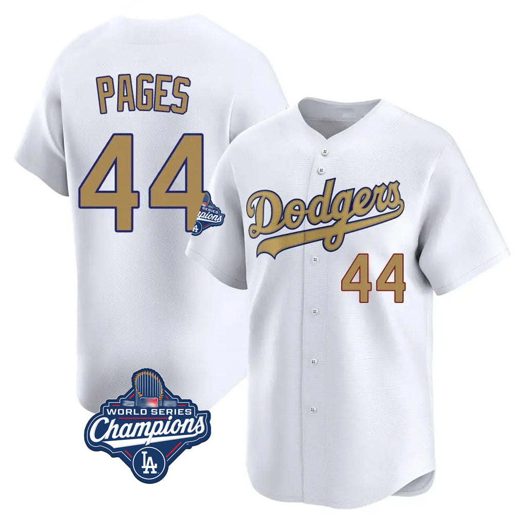 LA.Dodgers #44 Andy Pages Player Gold World Series Meet Collection Limited Home Gdoa Stitched Jerseys