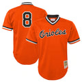 B.Orioles #8 Cal Ripken Player Orange Mitchell & Ness Cooperstown Collection Mesh T-shirt Game Gdoa Stitched Jerseys