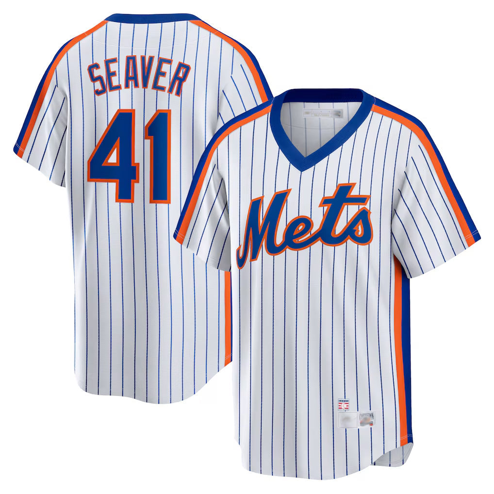 NY.Mets #41 Tom Seaver Player White Cooperstown Collection T-shirt Home Gdoa Stitched Jerseys