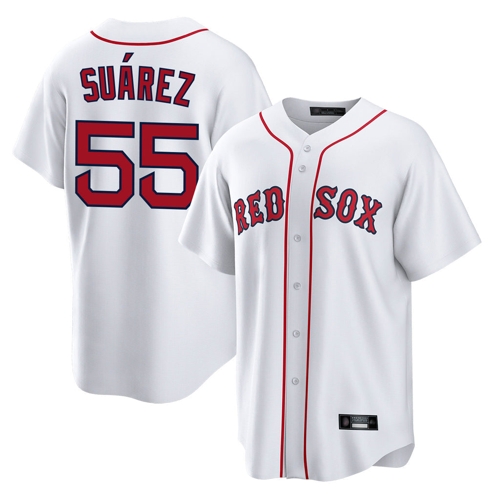 B.Red Sox #55 Ranger Su¨¢rez Player White Home Game Gdoa Stitched Jerseys