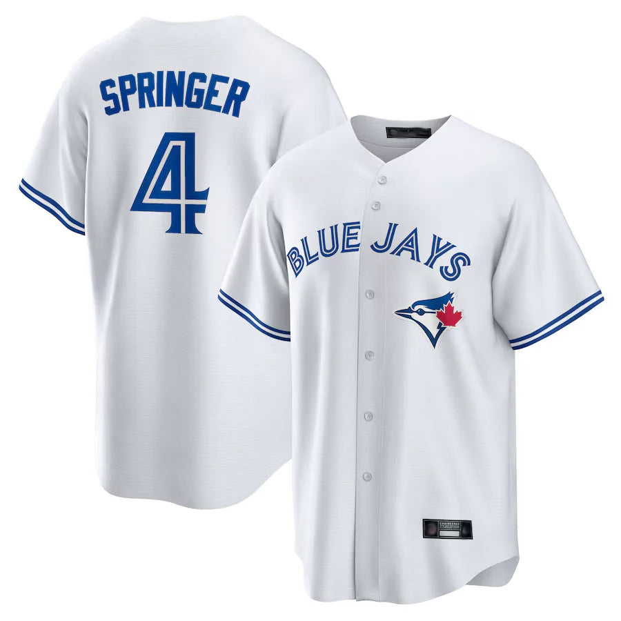 T.Blue Jays #4 George Springer Player White Home Game Stitched Jerseys
