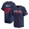 A.Braves #27 Austin Riley Player Navy 2025 Speedway Classic Home Game Gdoa Stitched Jerseys