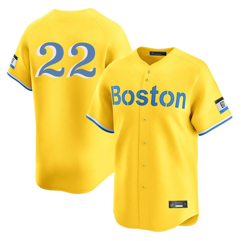 B.Red Sox #22 Garrett Whitlock Player Yellow Limited Home Game Gdoa Stitched Jerseys
