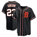 D.Tigers #23 Kirk Gibson Player Black Fashion Out Home Game Gdoa Stitched Jerseys