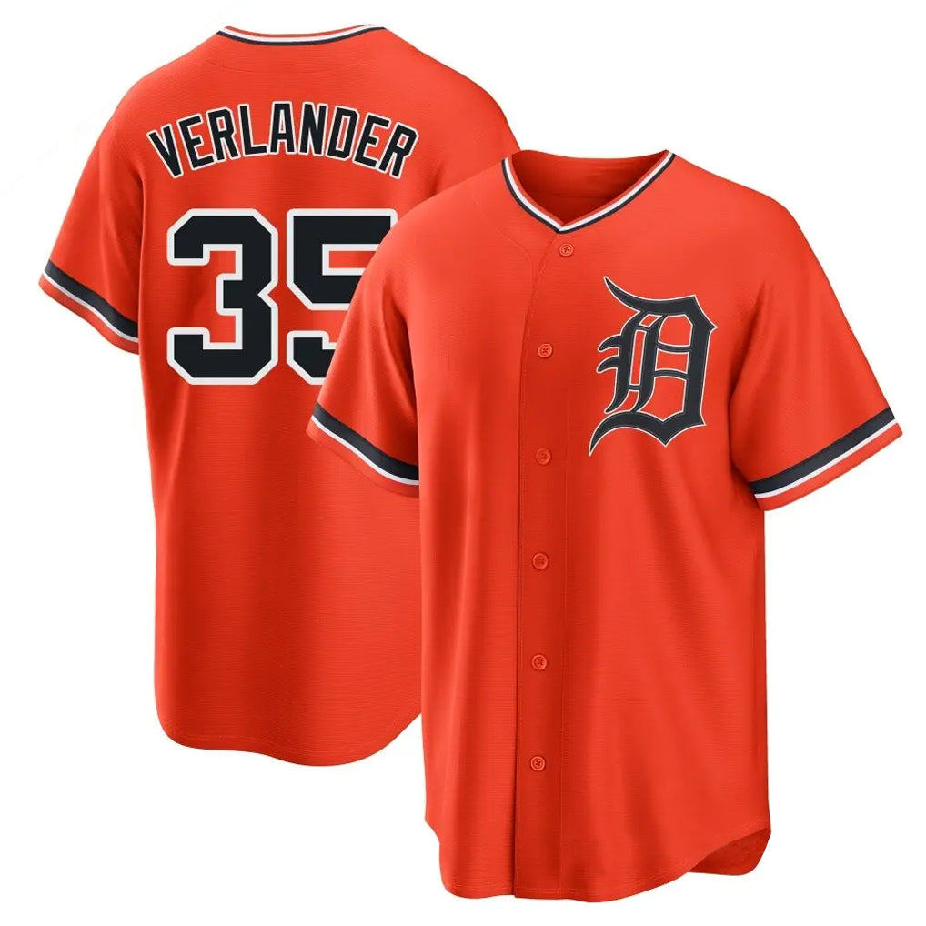 D.Tigers #35 Justin Verlander Player Orange Home Game Gdoa Stitched Jerseys