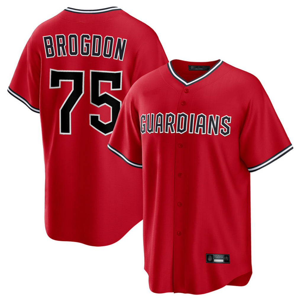 C.Guardians #75 Connor Brogdon Player Red Home Game Gdoa Stitched Jerseys