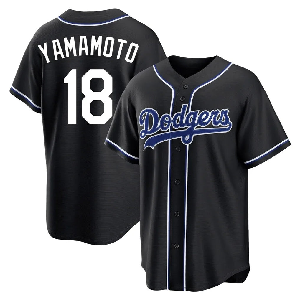 LA.Dodgers #18 Yoshinobu Yamamoto Player Black Carbon Limited Home Gdoa Stitched Jerseys