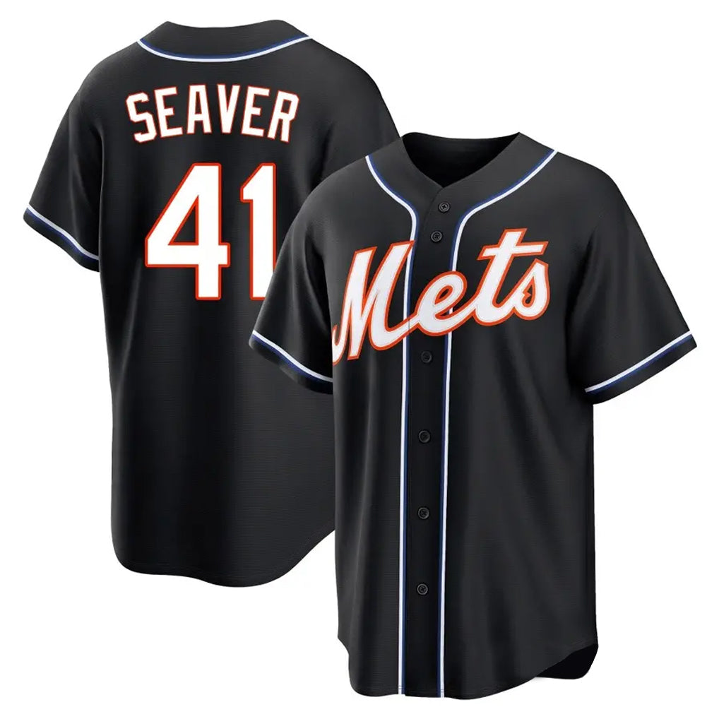 NY.Mets #41 Tom Seaver Player Black Fashion Out Game Gdoa Stitched Jerseys
