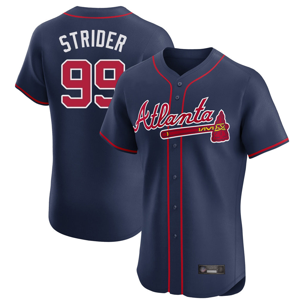 A.Braves #99 Spencer Strider Player Navy Limited Elite Home Game Gdoa Stitched Jerseys