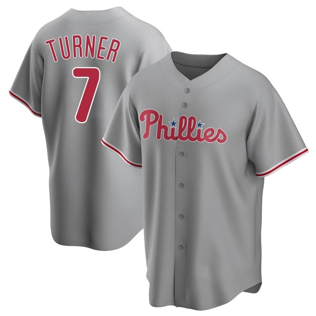 P.Phillies #7 Trea Turner Player Gray Home Game Stitched Jerseys