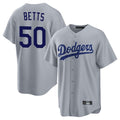 LA.Dodgers #50 Mookie Betts Player Gray Game Gdoa Stitched Jerseys
