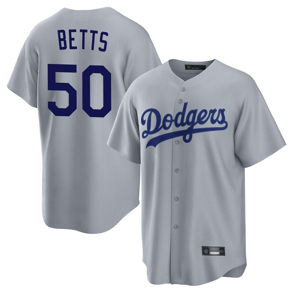 LA.Dodgers #50 Mookie Betts Player Gray Game Gdoa Stitched Jerseys