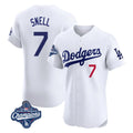 LA.Dodgers #7 Blake Snell Player White Limited Elite World Series Meet Home Gdoa Stitched Jerseys