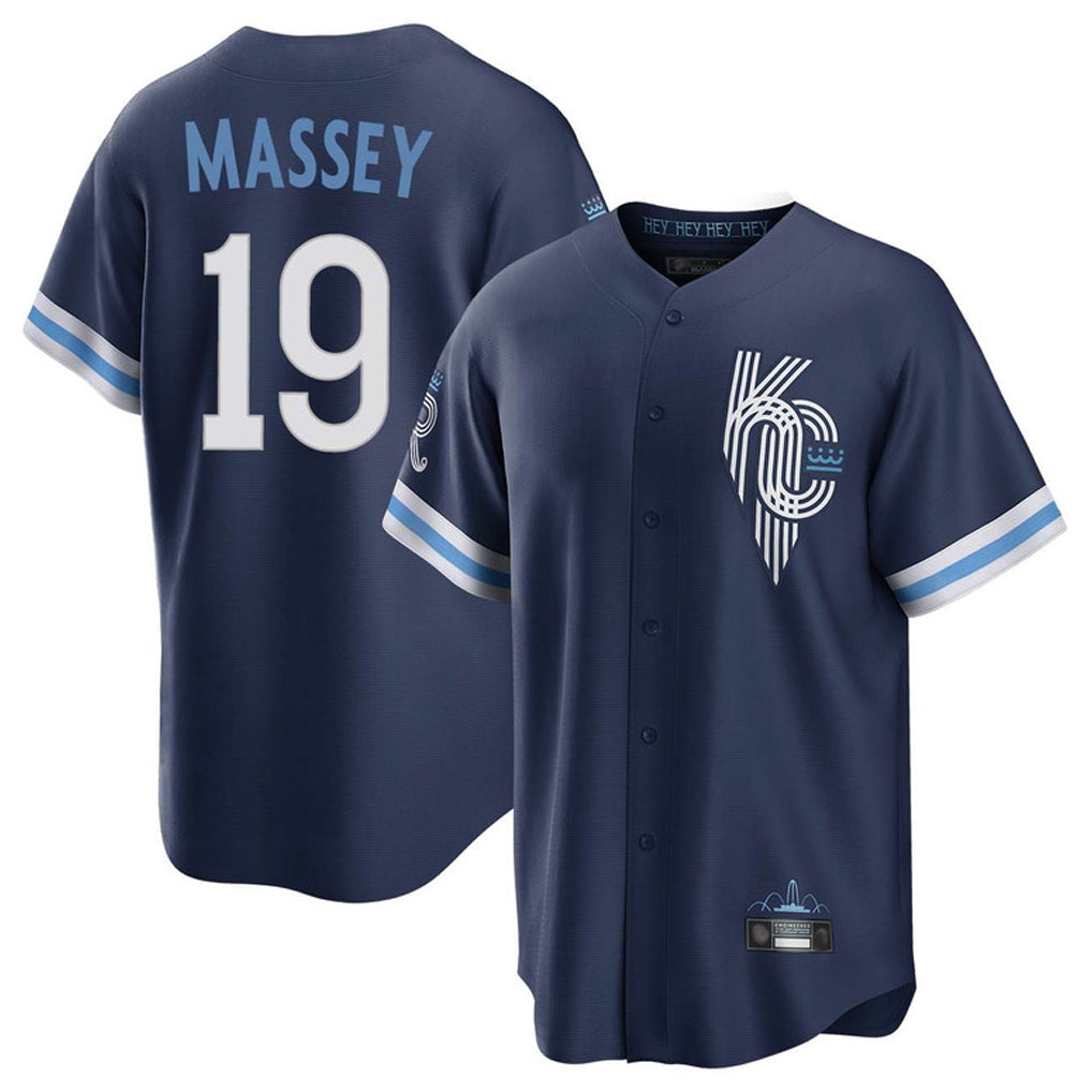 KC.Royals #19 Michael Massey Player Navy City Connect Home Game Gdoa Stitched Jerseys