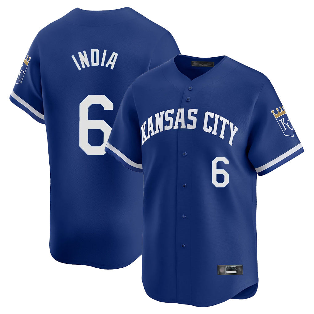 KC.Royals #6 Jonathan India Player Royal Limited Home Gdoa Stitched Jerseys