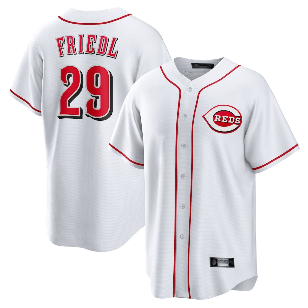 C.Reds #29 TJ Friedl Player White Game Home Gdoa Stitched Jerseys