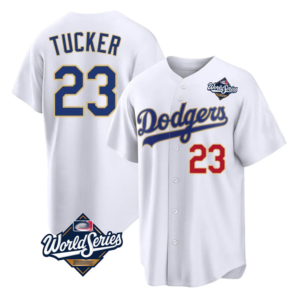 LA.Dodgers #23 Kyle Tucker Player Gold White World Series 2026 Collection Stadium Limited Gdoa Stitched Jerseys